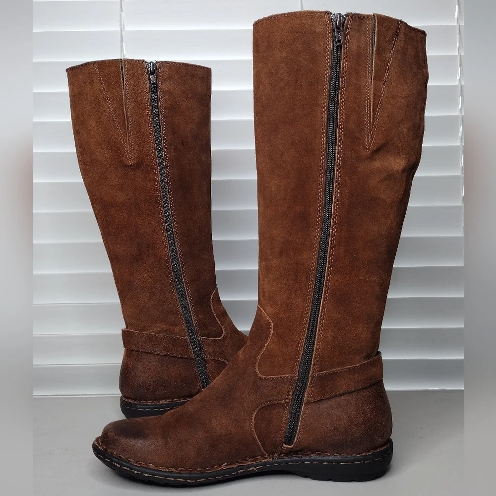 Born Brown Distressed Buckle Riding Tall Over The Knee Boots Sz 8M